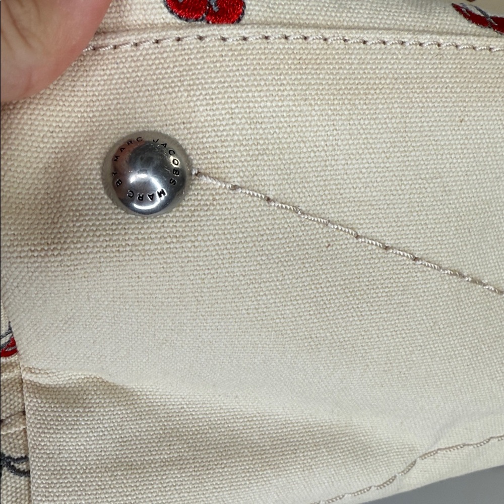 Marc by Marc Jacobs Embroidered Fruit Canvas Tote in Off White Cherry Print - Picture 7 of 12